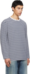 nanamica Navy & White COOLMAX Stripe Jersey L/S T-shirt
