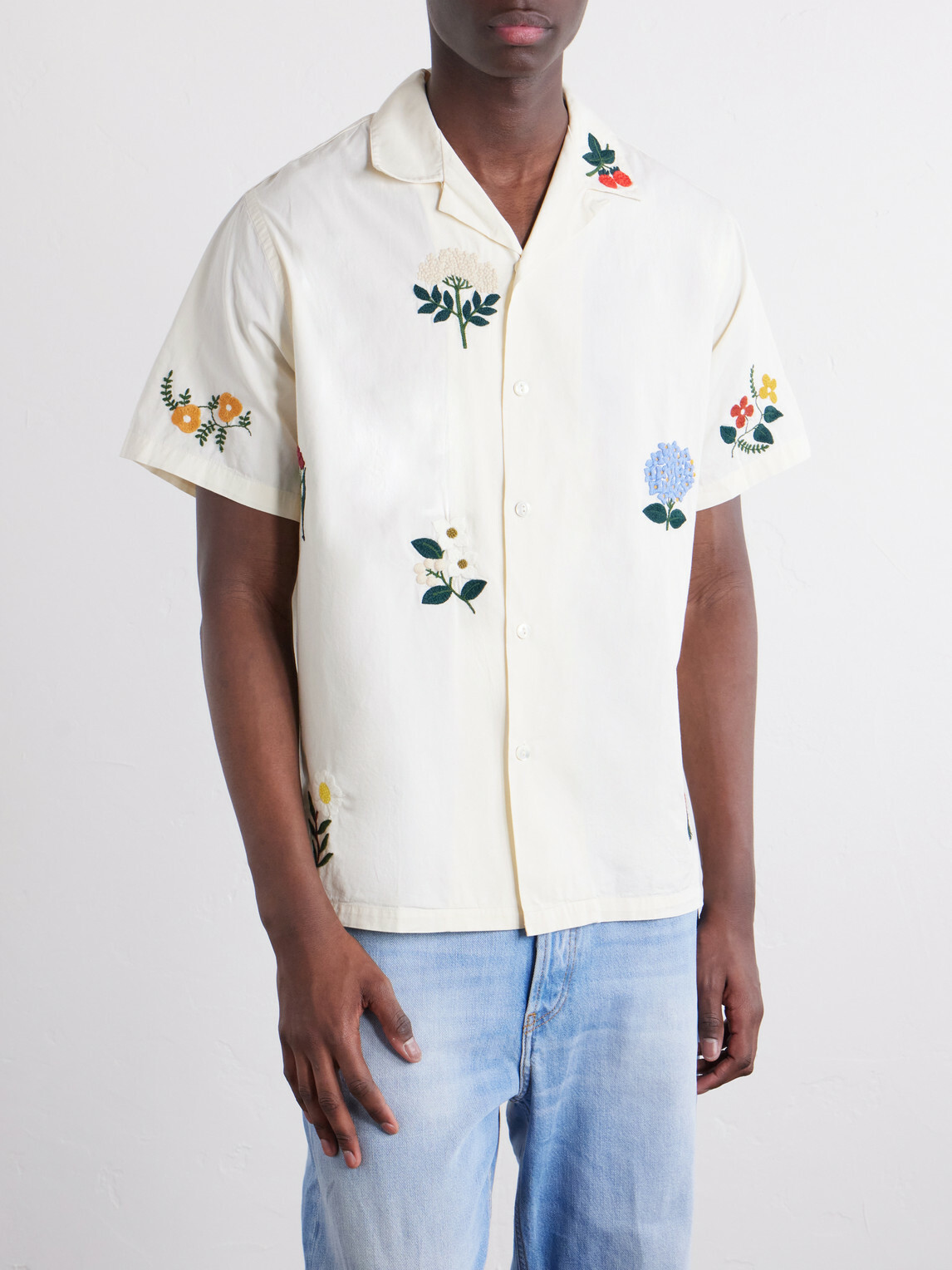 Portuguese Flannel - Embroidered Organic Cotton Shirt - Neutrals