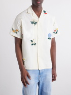 Portuguese Flannel - Embroidered Organic Cotton Shirt - Neutrals