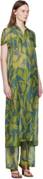 Dries Van Noten Green & Blue Long Shirt Maxi Dress