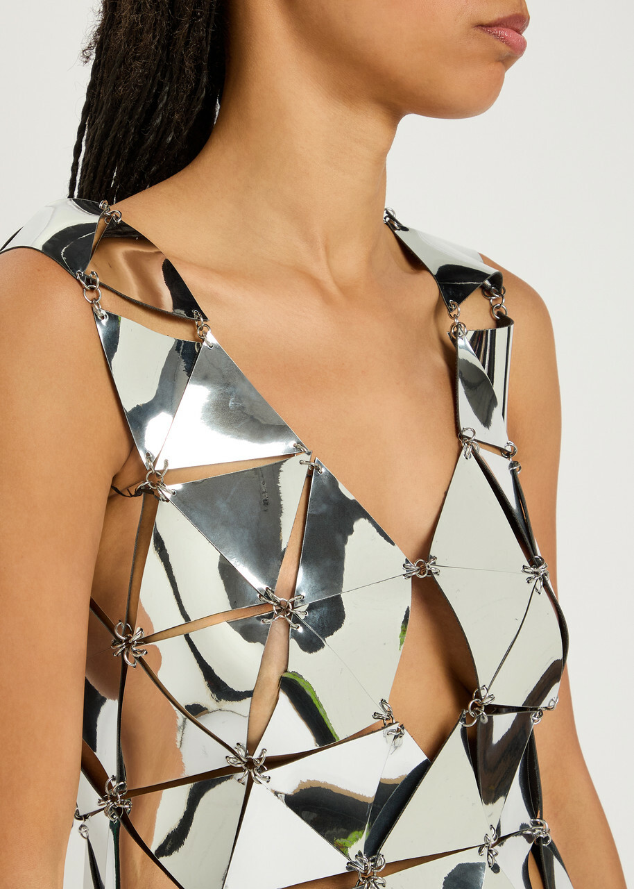 Rabanne Mirror Mini Dress Silver Paco Rabanne