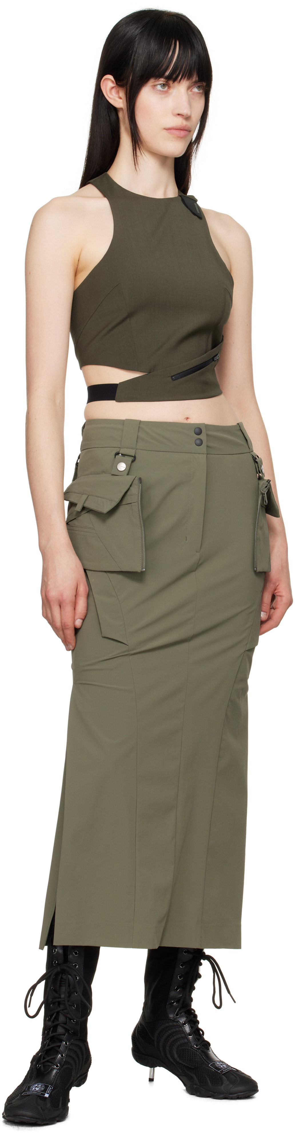 HYEIN SEO Khaki Cinched Halter Tank Top