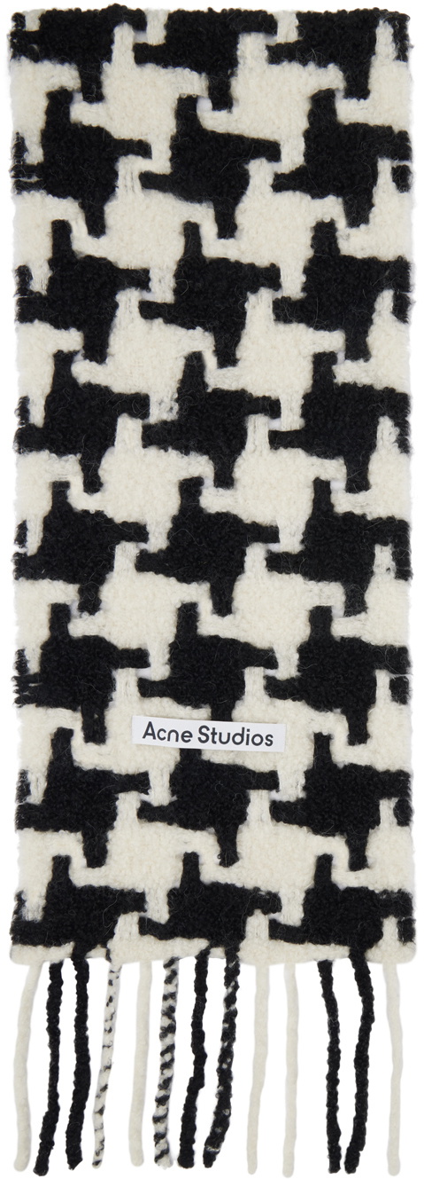 Acne Studios Black & White Houndstooth Scarf Acne Studios