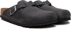 Birkenstock Black Regular Boston Oiled Leather Slip-on Loafers
