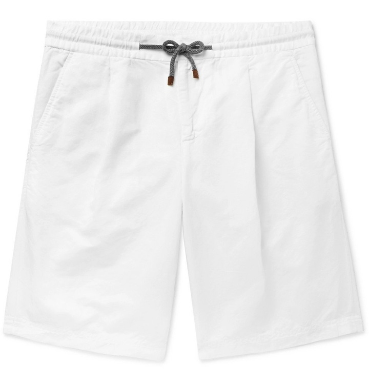 Photo: Brunello Cucinelli - Linen and Cotton-Blend Drawstring Shorts - White