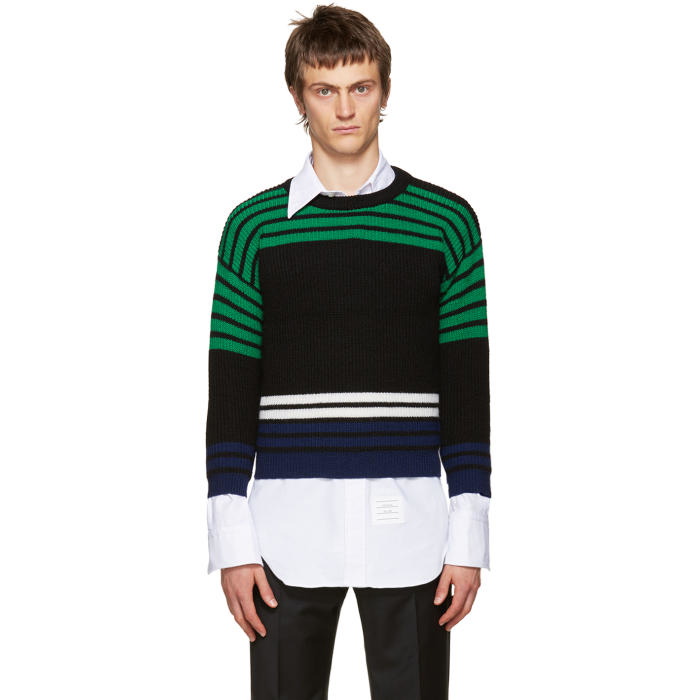 Raf Simons Multicolor Wool Shrunken Sweater adidas x Raf Simons