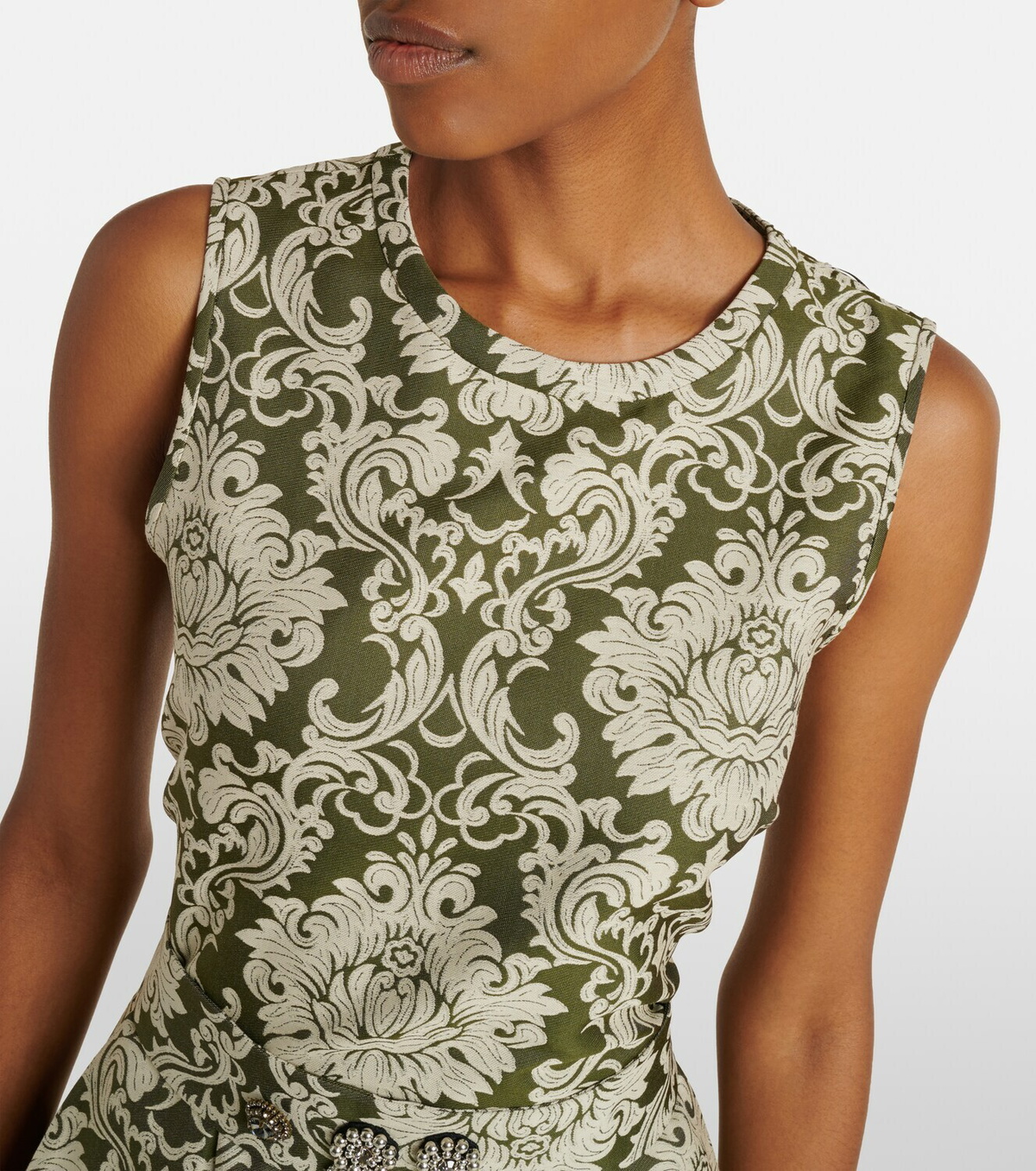 'S Max Mara Embellished cotton-blend jacquard midi dress