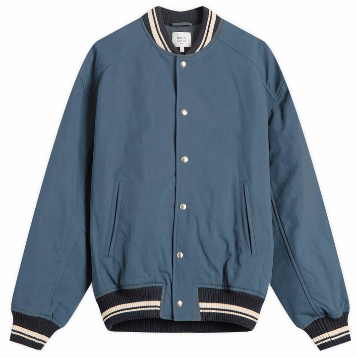 Photo: Maison Kitsuné Men's Back Logo Teddy Jacket in Deep Navy