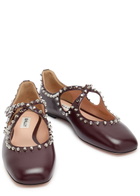 Bally Beliska Studded Leather Ballet Flats Burgundy