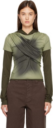 Andersson Bell Khaki Gathered Jersey Hoodie & T-shirt Set