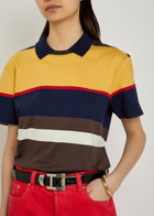 Versace Logo-embroidered Striped Cotton Polo T-shirt Brown