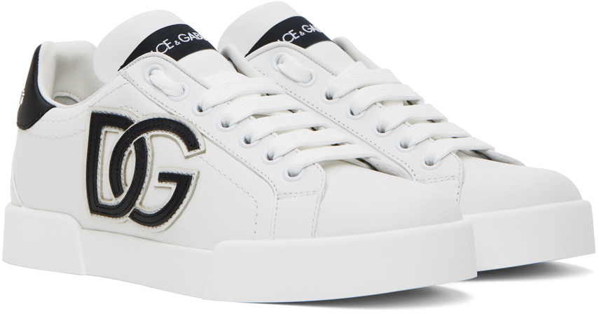 Dolce & Gabbana White & Black Portofino Low Sneakers
