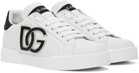 Dolce & Gabbana White & Black Portofino Low Sneakers