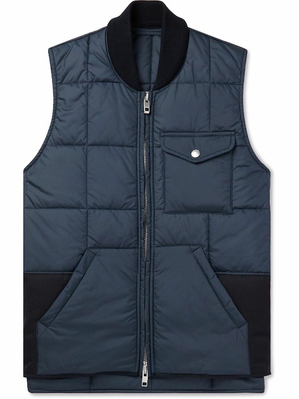 Photo: Caruso - Panelled Quilted Shell and Canvas Gilet - Blue