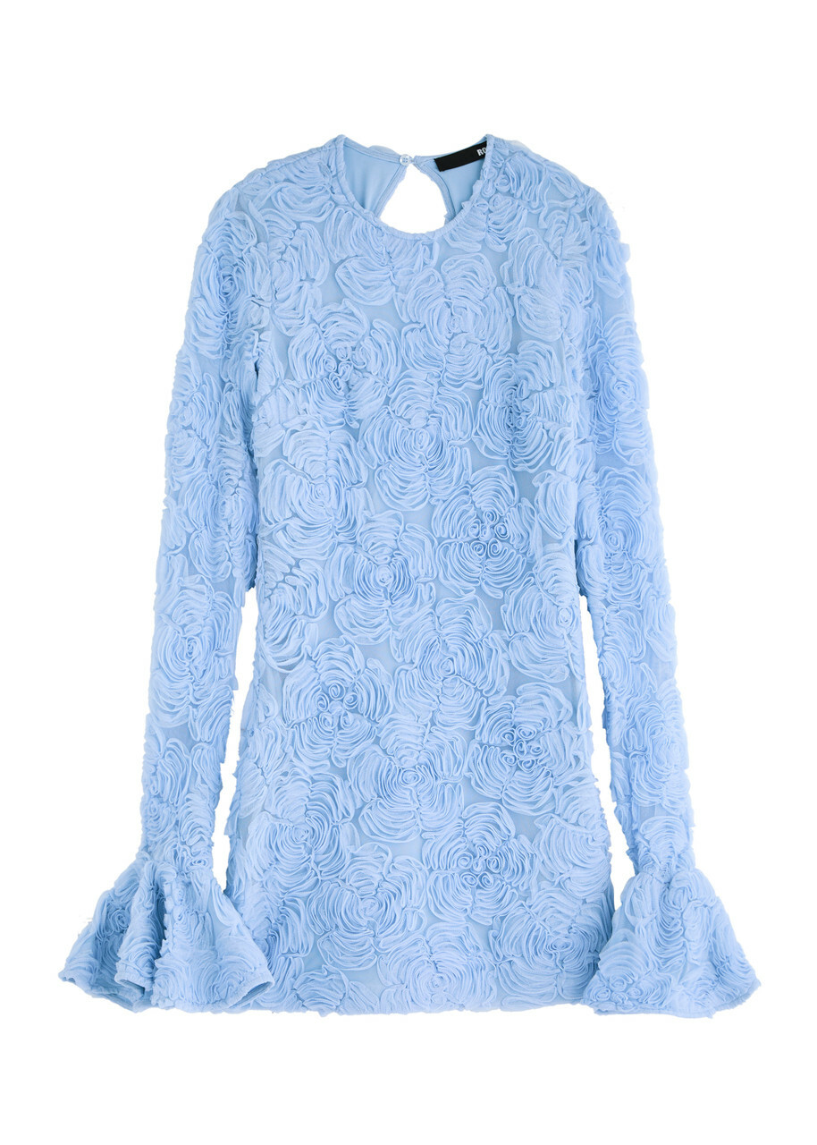 Rotate Sunday Floral Tulle Mini Dress Light Blue