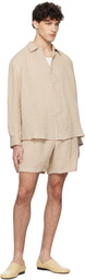 Tonywack Beige Double Weave Linen Shorts