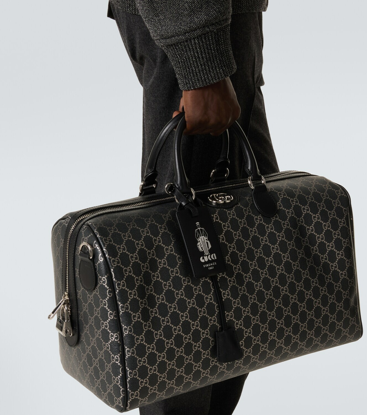Gucci GG leather-trimmed duffel bag