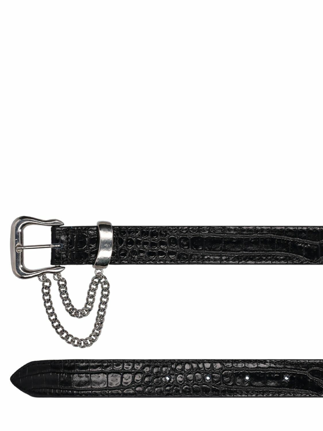ALESSANDRA RICH - Embossed Leather Belt W/ Chain Alessandra Rich display picture 3