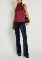 Paige Laurel Slim Flared-leg Velvet Trousers Navy
