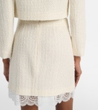 Self-Portrait Lace-trimmed bouclé miniskirt