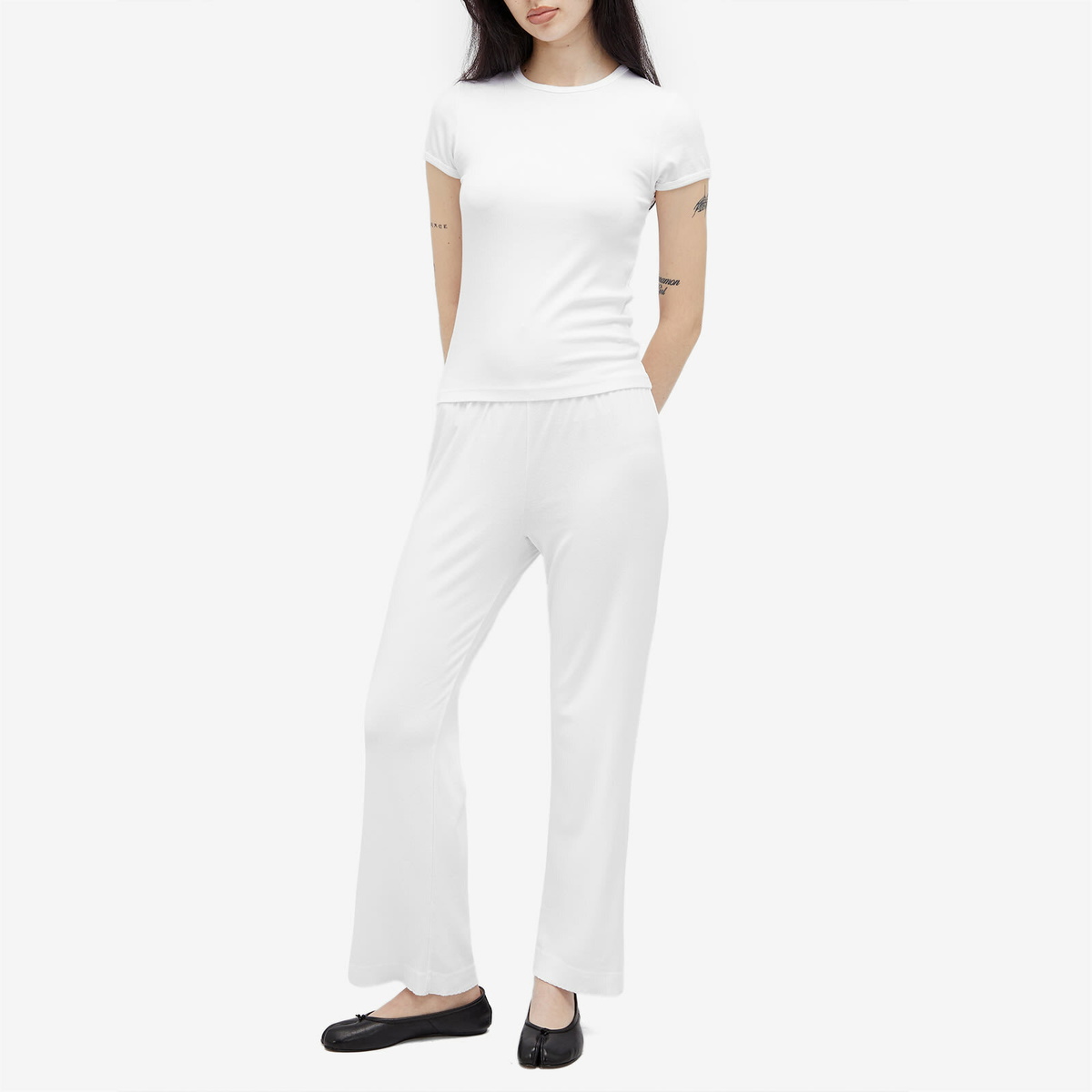 DONNI. Women's Baby Rib Scallop Pant in Powder