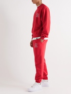 7 DAYS ACTIVE - Monday Logo-Print Organic Cotton-Jersey Sweatpants - Red