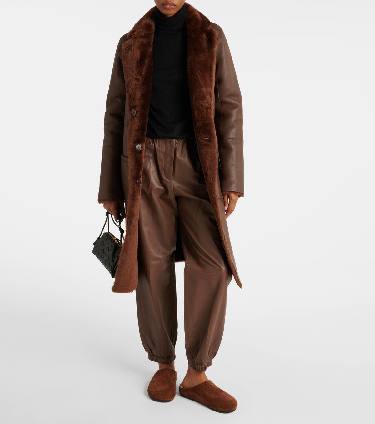 【美品】JOSEPH ジョゼフ ラムレザー ムートンコート メンズ46 ブラウン Joseph Britanny reversible shearling-lined leather coat Joseph