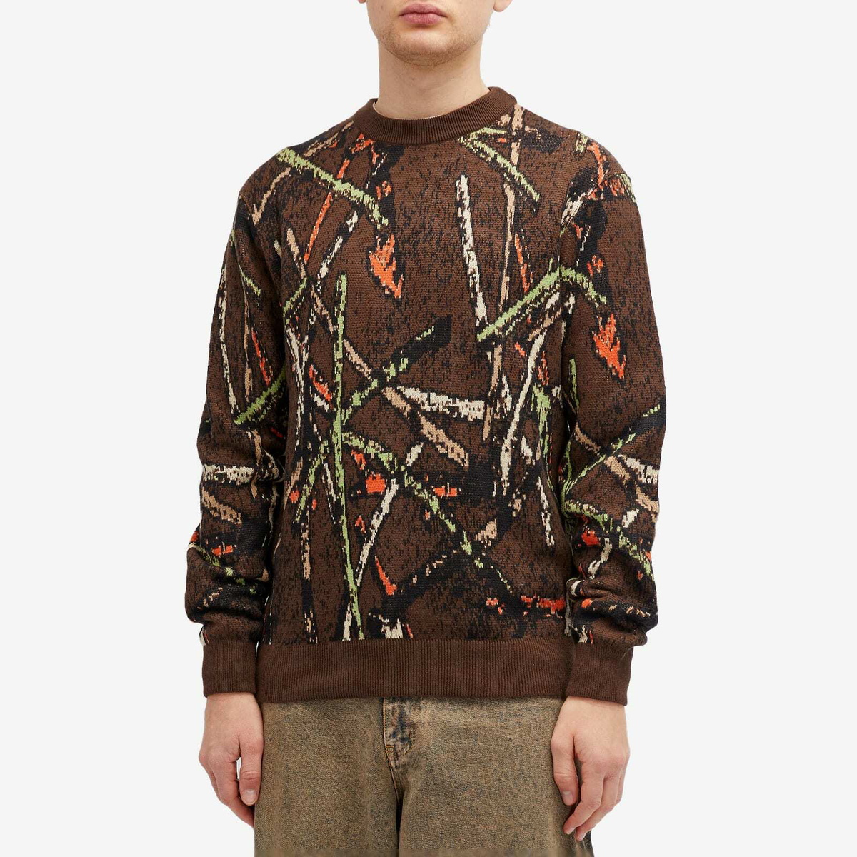 Good Morning Tapes Men's Stick Camo Knit Sweater in Stick/Camo