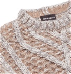 Giorgio Armani - Cable-Knit Cashmere, Mohair and Silk-Blend Sweater - Neutrals