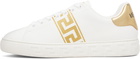 Versace White Greca Embroidered Nylon Faux-Leather Sneakers
