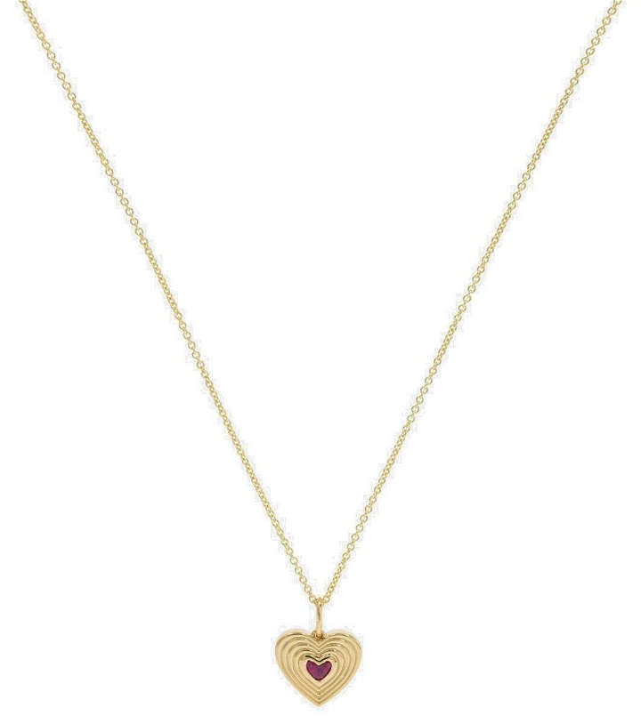 Photo: Sydney Evan Fluted Heart 14kt gold chain necklace with ruby