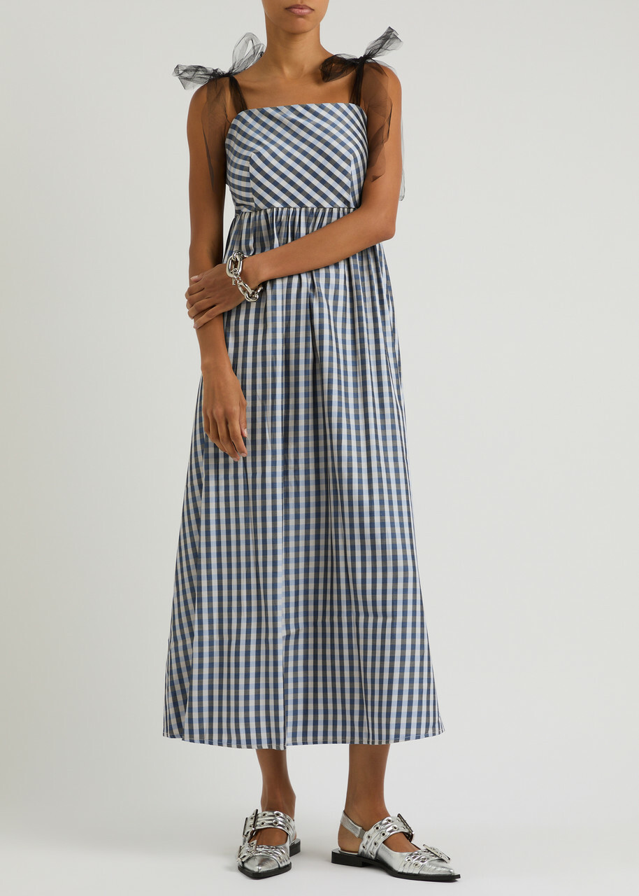 【英国発Sister Jane】Cindy checked woven midi dress Sister Jane Cindy Checked Woven Midi Dress Black Sister Jane