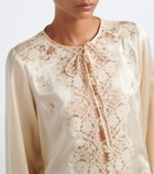 Dôen Lucine lace-trimmed silk satin blouse