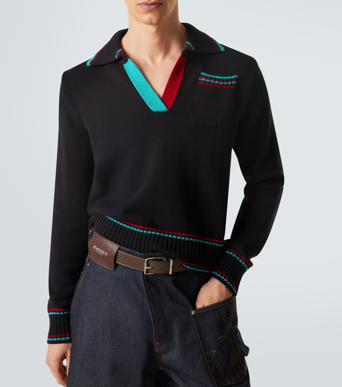 JW Anderson Cotton, cashmere, and wool polo sweater