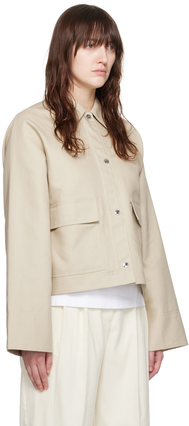 Asymmetrical Cotton Jersey Bolero – Beige Cropped Jacket, Minimalist Handmade Shrug, Modern Layering Piece, Avant-Garde Fashion