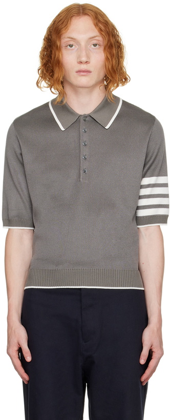 Photo: Thom Browne Gray Birdseye Polo