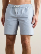 Club Monaco - Bo Straight-Leg Mid-Length Striped Seersucker Swim Shorts - Blue