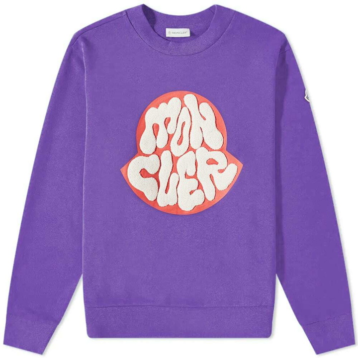 Photo: Moncler Men's Wave Logo Crew Sweat in Purple