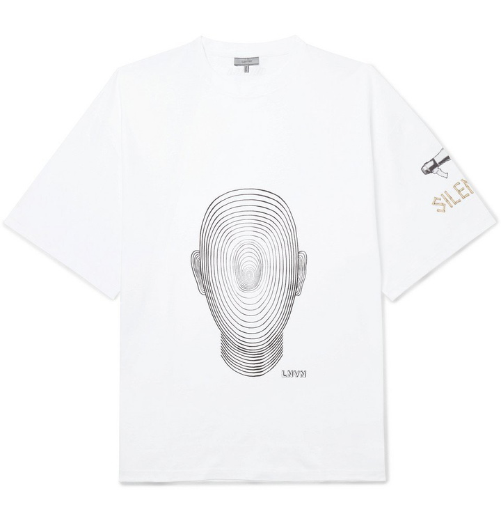 Photo: Lanvin - Oversized Printed Cotton-Jersey T-Shirt - Men - White