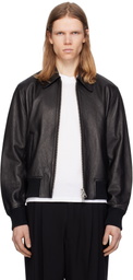AMI Paris Black Zipped Leather Jacket