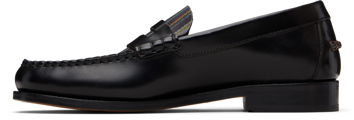 Paul Smith Black 'Signature Stripe' Leather 'Lido' Loafers