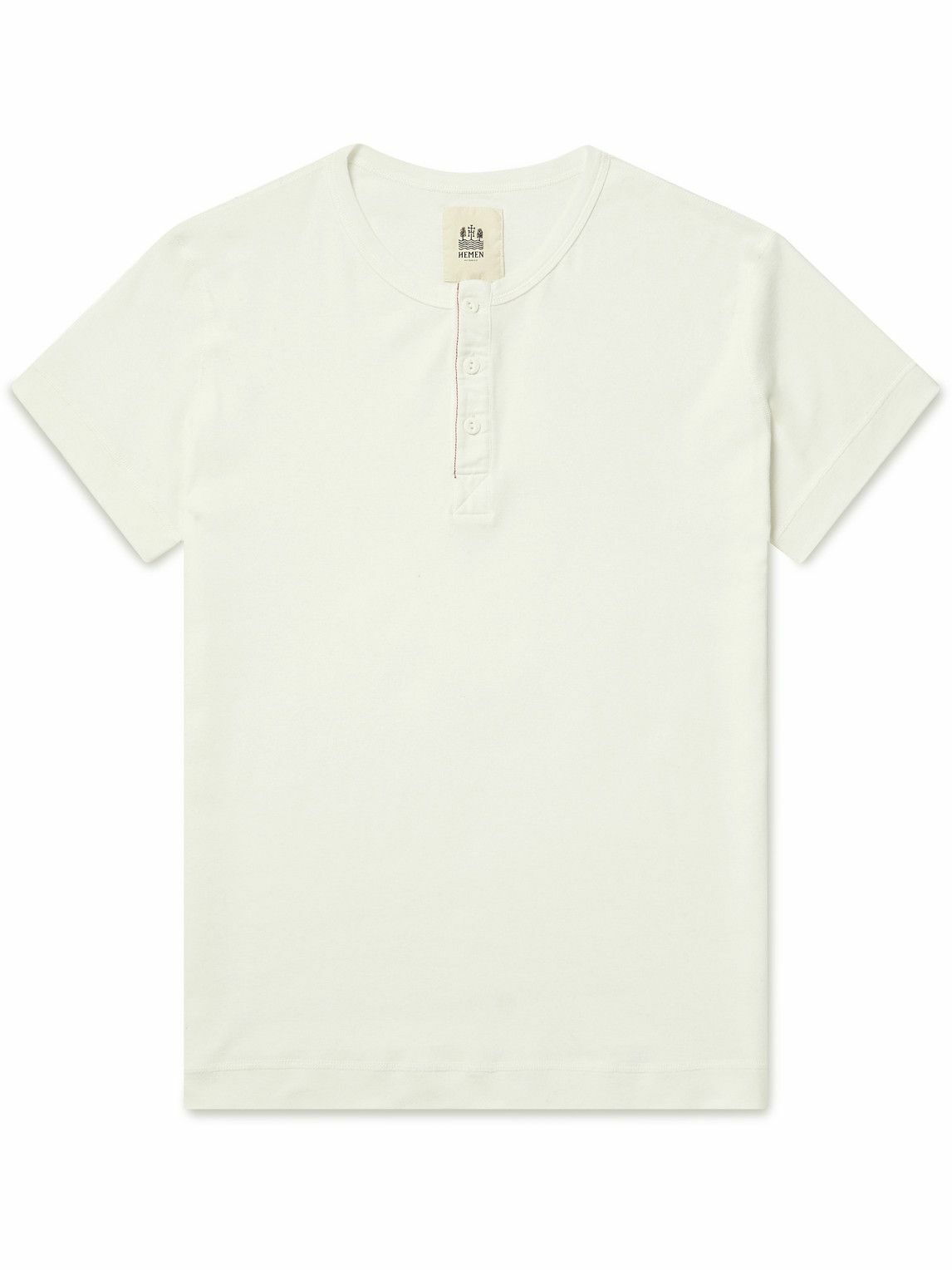 Hemen Biarritz - Luzien Organic Cotton-Jersey Henley Pyjama T-Shirt - White