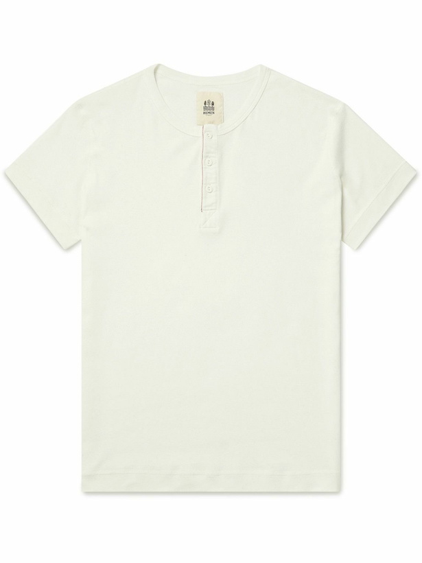 Photo: Hemen Biarritz - Luzien Organic Cotton-Jersey Henley Pyjama T-Shirt - White