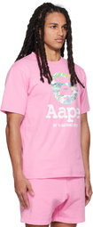 AAPE by A Bathing Ape Pink Moonface T-Shirt