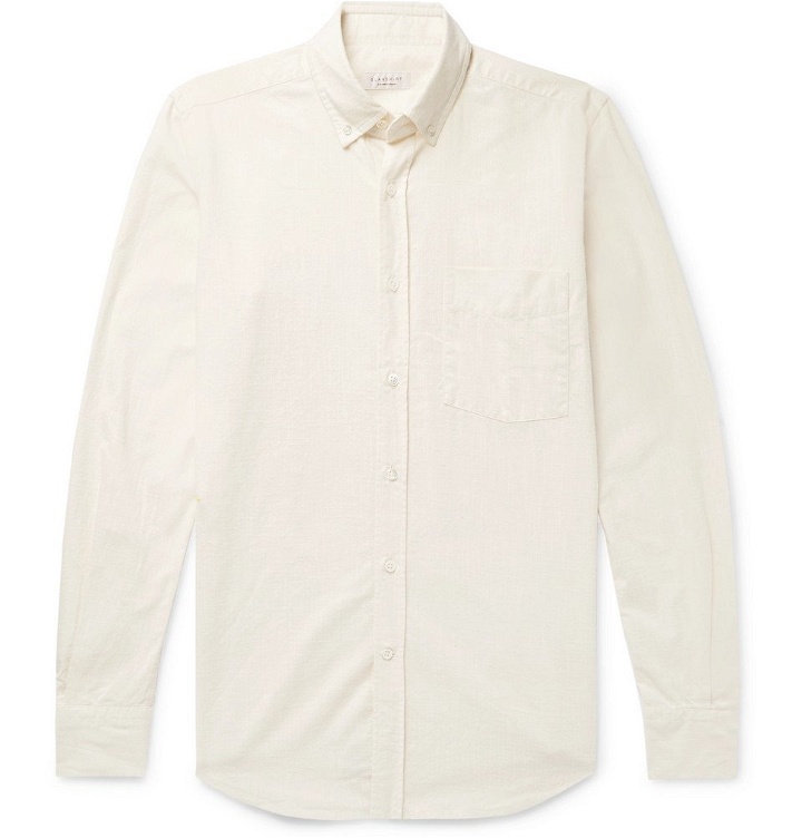 Photo: Incotex - Button-Down Collar Textured-Cotton Shirt - Ivory
