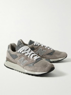 New Balance - 998 Core Rubber-Trimmed Leather, Mesh and Suede Sneakers - Gray