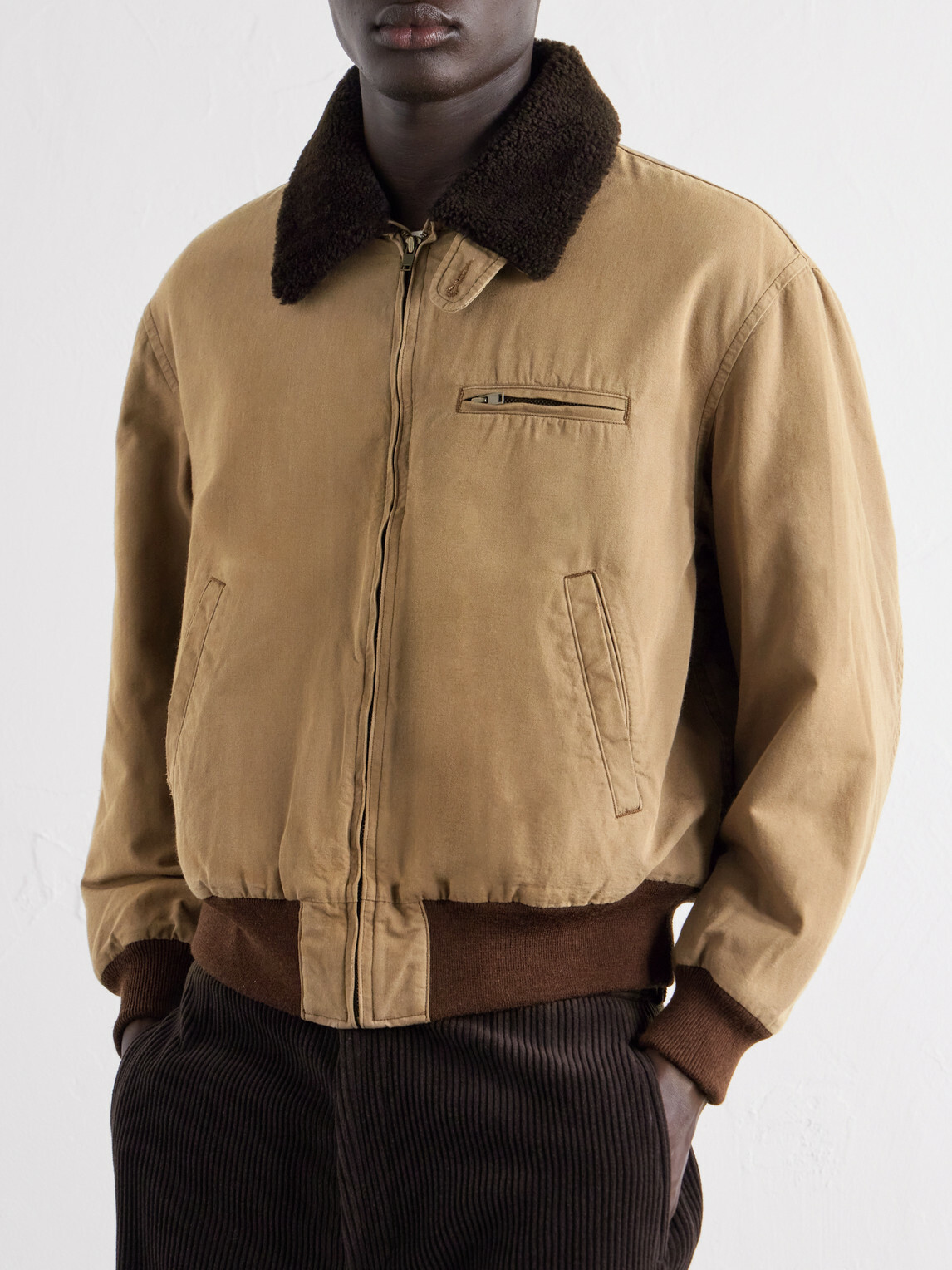 A.PRESSE - Cotton and Wool-Blend Bomber Jacket - Neutrals