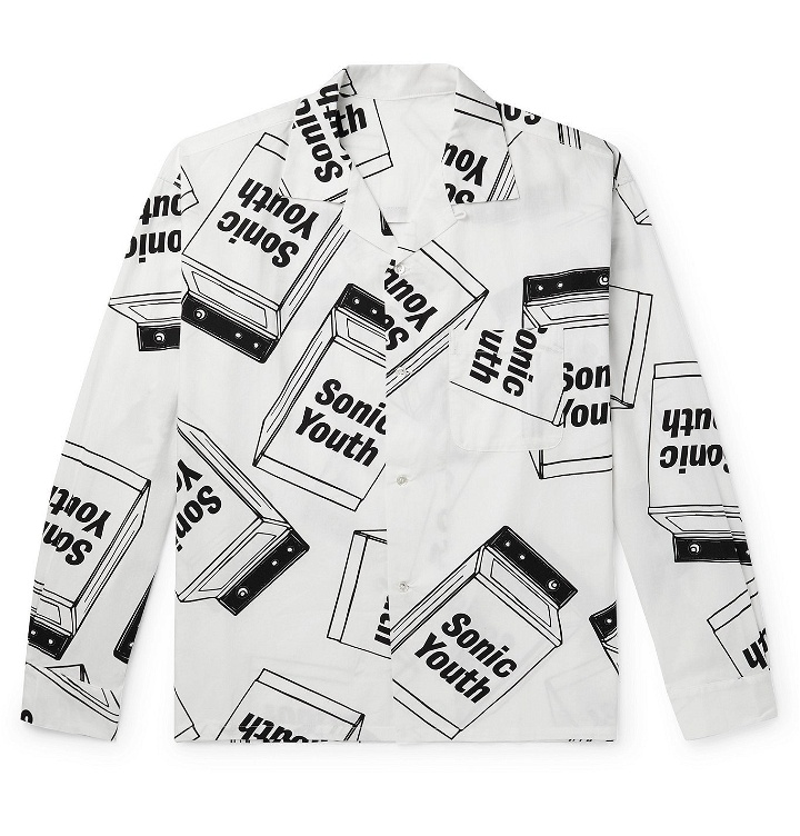 Photo: FLAGSTUFF - Sonic Youth Camp-Collar Printed Cotton Shirt - White