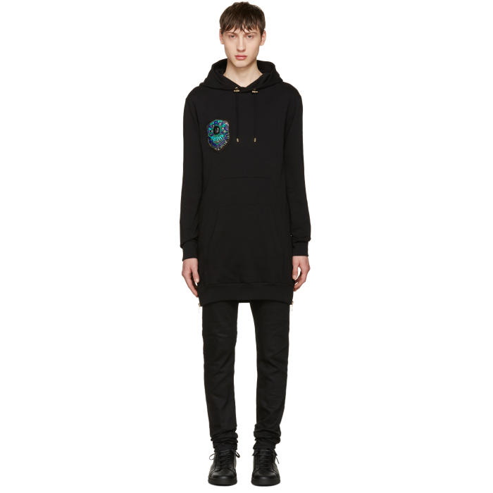 Photo: Balmain Black Long Embroidered Hoodie