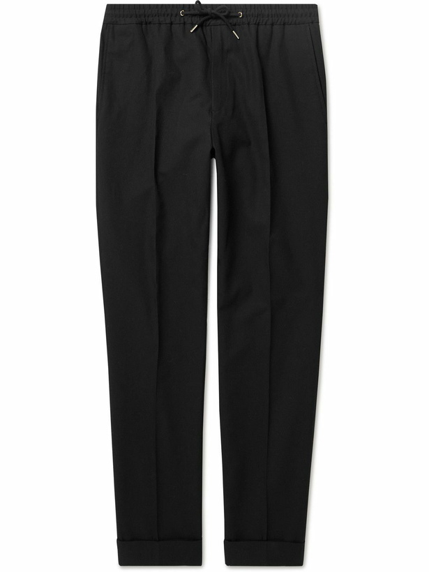 Photo: Paul Smith - Straight-Leg Cotton-Blend Twill Drawstring Trousers - Black